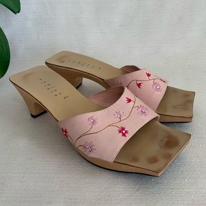 Habille Italy Pink Leather Floral Slip On Sandals Woman’s EU38 US8